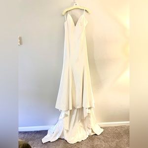 NEVER WORN, NEVER ALTERED Allure Bridals ivory, crepe, open back, with bow
